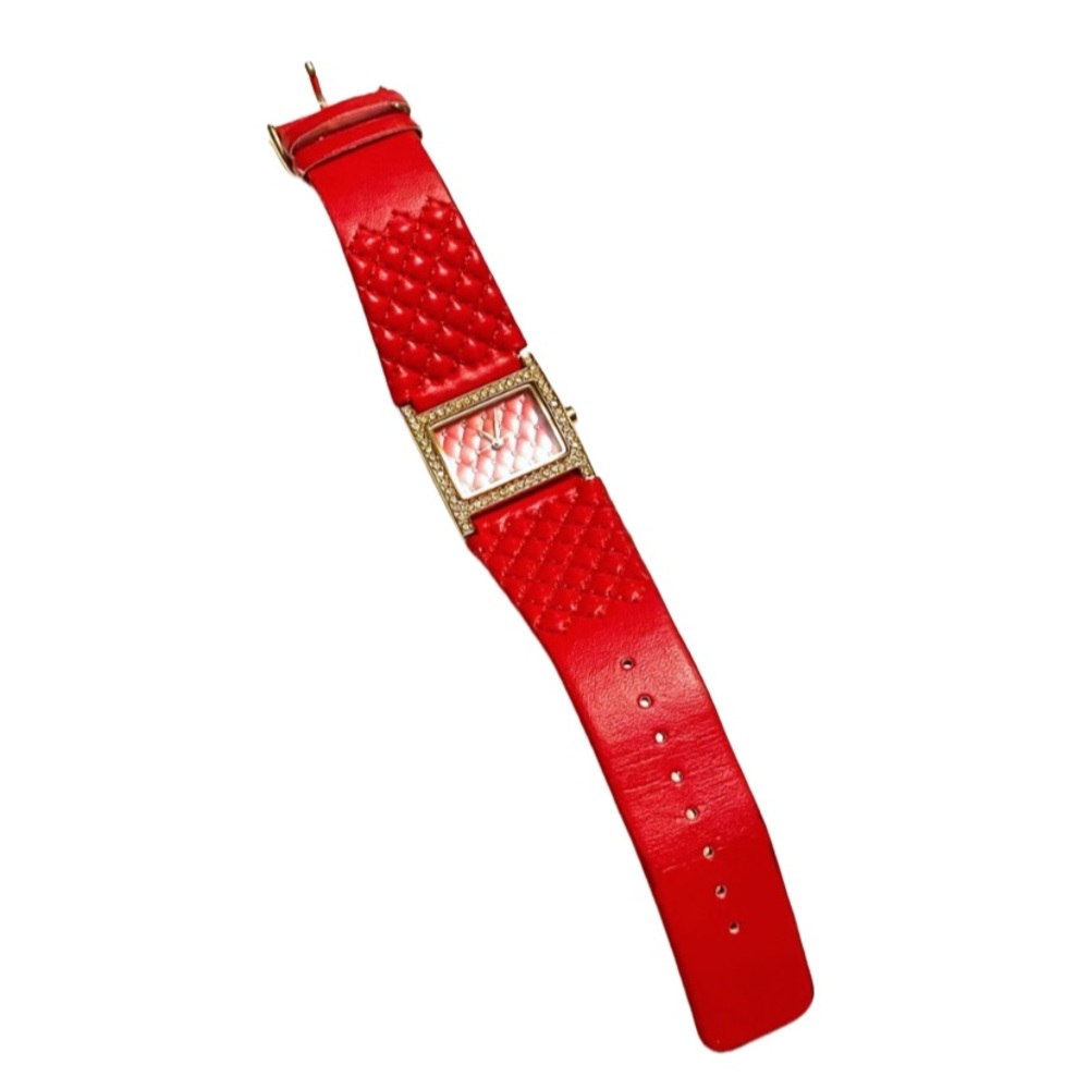 Charles Latour Red leather quilted watch